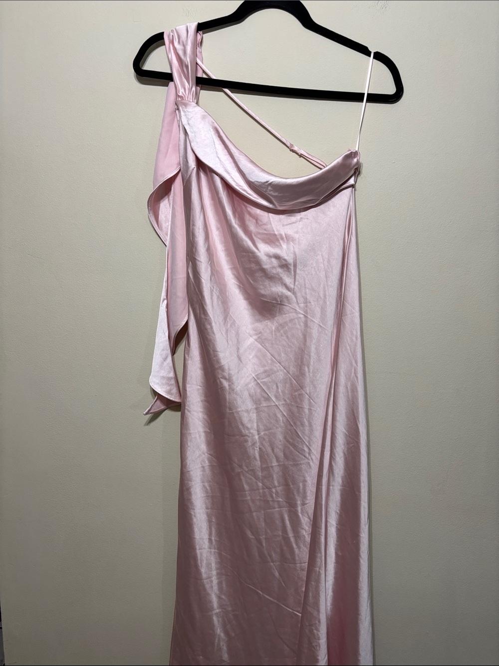 Asymmetric One-Shoulder Maxi Dress in Light Pink
